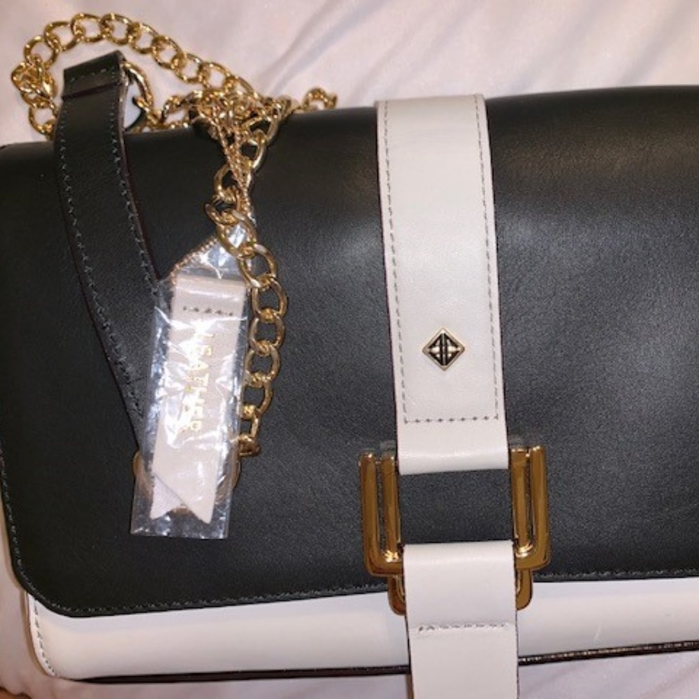 NWT Antonio Melani Green/Taupe Gold Chain Satchel